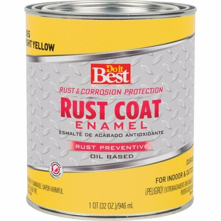 ALL-SOURCE Rust Coat Oil-Based Gloss Enamel, Bright Yellow, 1 Qt. 203580D